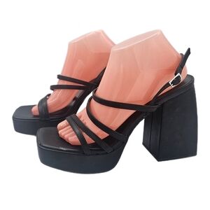 Abound Nester Strappy Chunky Heel Platform Sandals Black Size 9.5